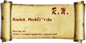 Radek Medárda névjegykártya